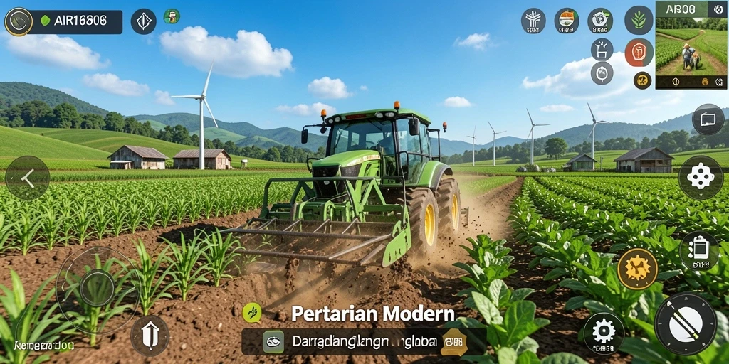 Tangkapan layar gameplay AIR168 yang menampilkan aktivitas bercocok tanam.