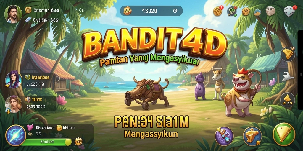 Tampilan gameplay BANDIT4D yang ceria dan penuh warna.