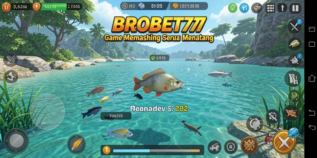 Tampilan screenshot BROBET77 menunjukkan gameplay memancing yang seru dan menarik.