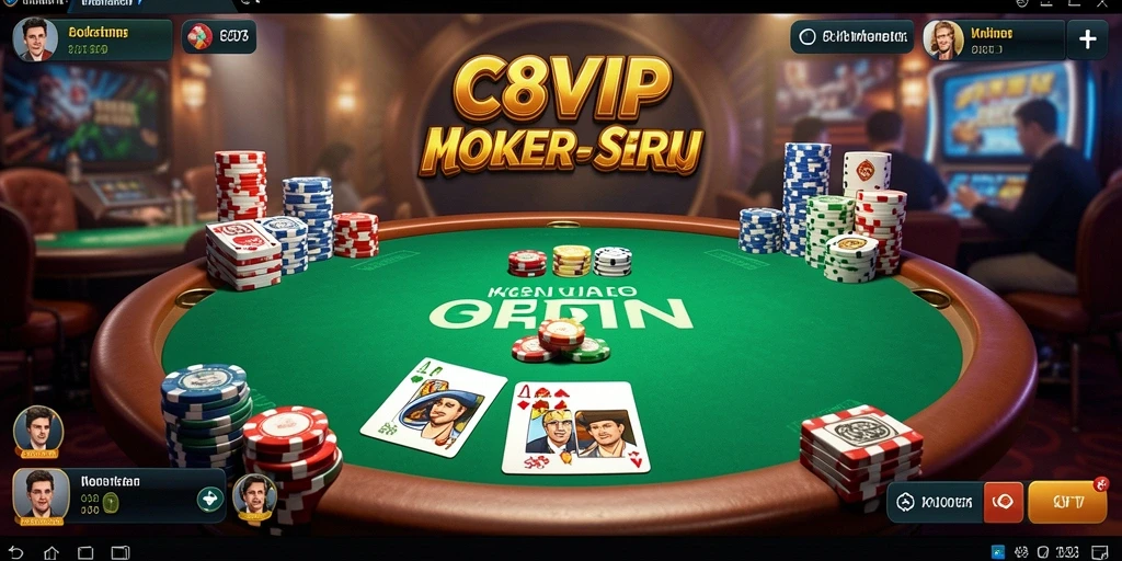 Screenshot C8VIP menampilkan gameplay Poker yang menarik.