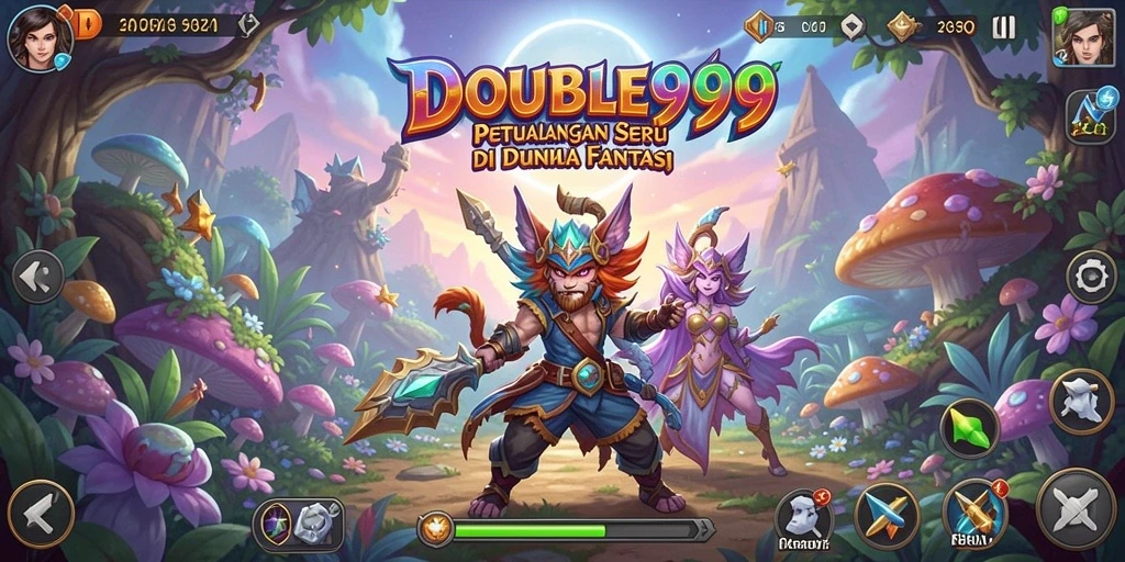 Tangkapan layar gameplay <strong>DOUBLE999</strong> menunjukkan aksi mendebarkan dan eksplorasi petualangan.