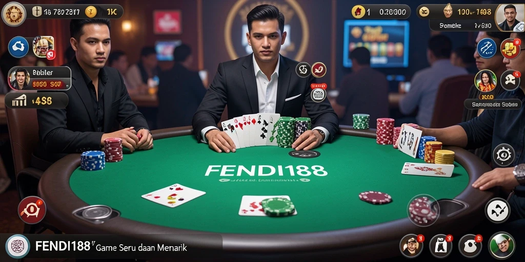 Screenshot FENDI188 menampilkan gameplay Poker yang seru.