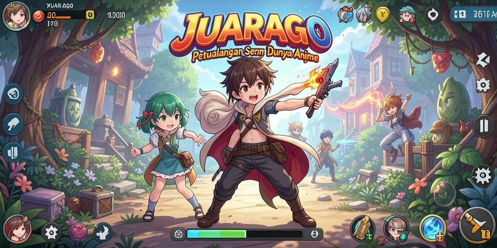 Tampilan menarik dari gameplay JUARAGO yang penuh dengan aksi anime.