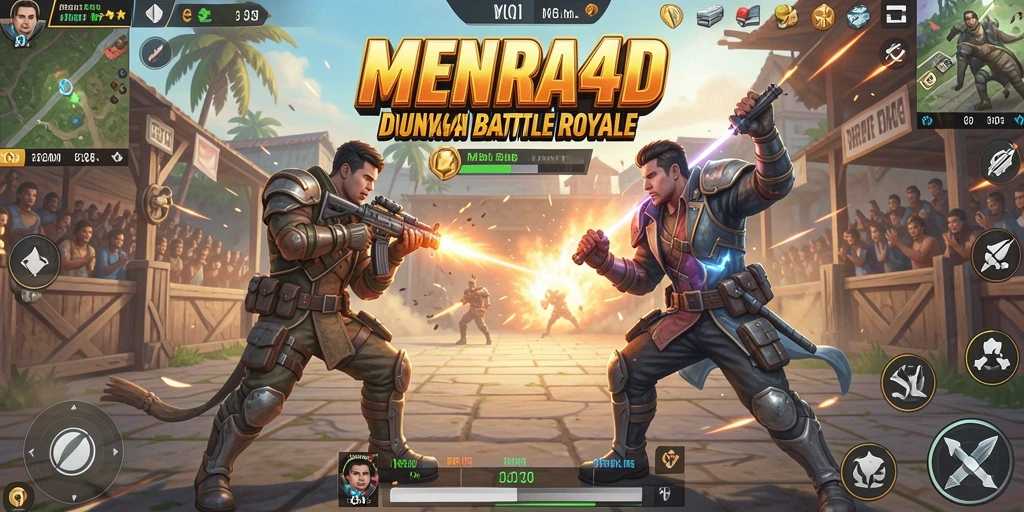 Tampilan gameplay seru di MENARA4D dengan aksi Battle Royale.