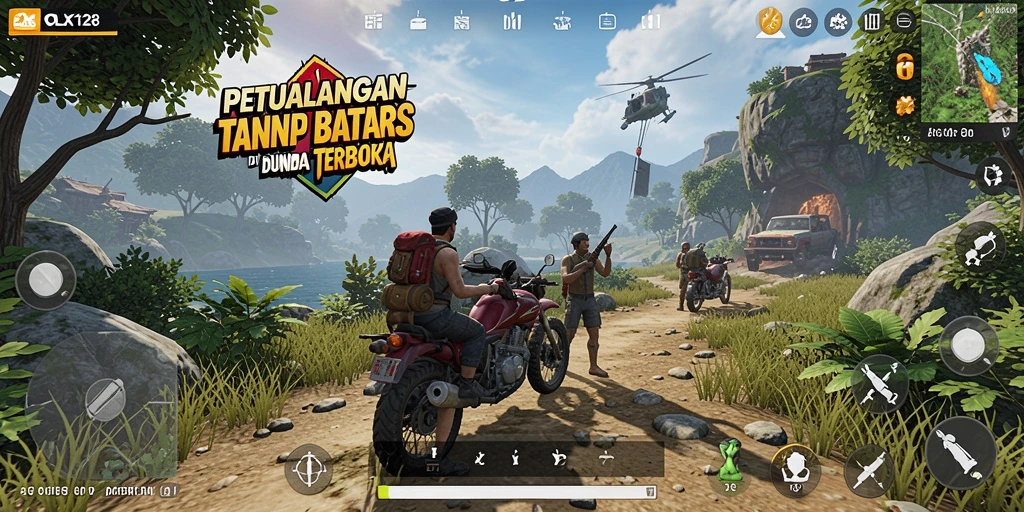 Tampilan gameplay OLX128 yang memukau di dunia terbuka.