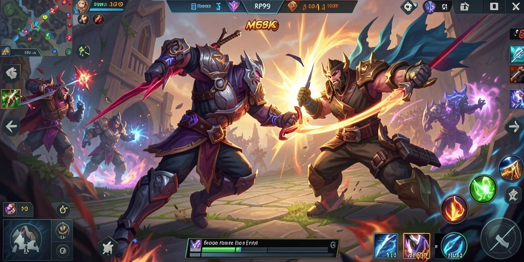 Screenshot RP99 menunjukkan aksi intens dan strategi mendalam di arena MOBA.