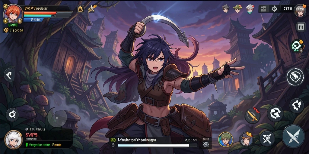 Tangkapan layar gameplay SVIP5 dengan aksi karakter anime yang dinamis.