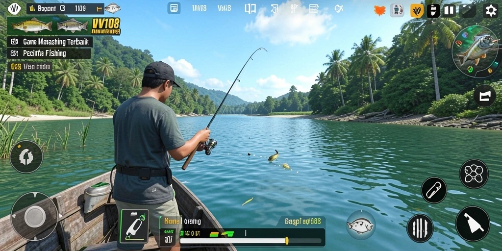 Tampilkan aksi seru dalam permainan memancing VW108.