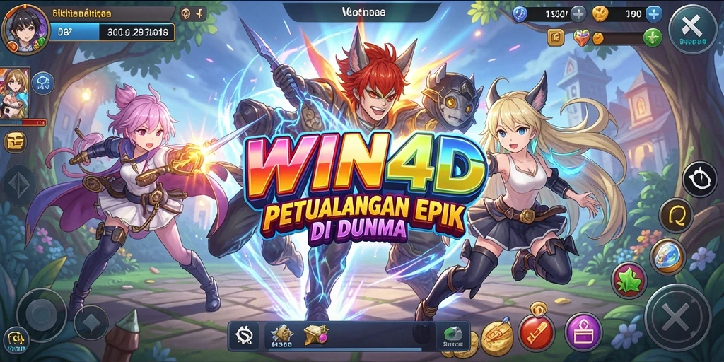 Screenshot gameplay WIN4D menampilkan aksi karakter Anime yang seru.